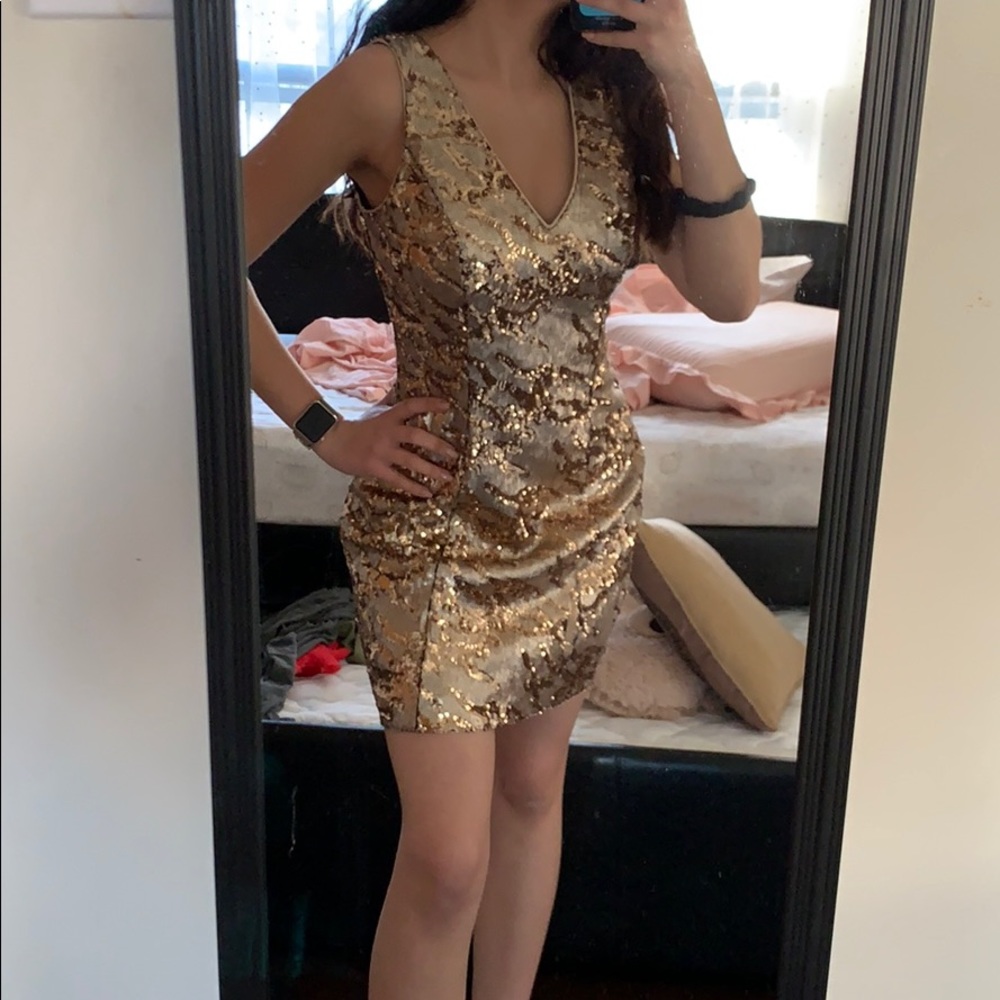 Alyce Paris Gold sequin formal dress